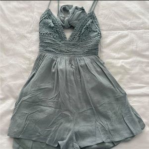 Light blue laced mini romper